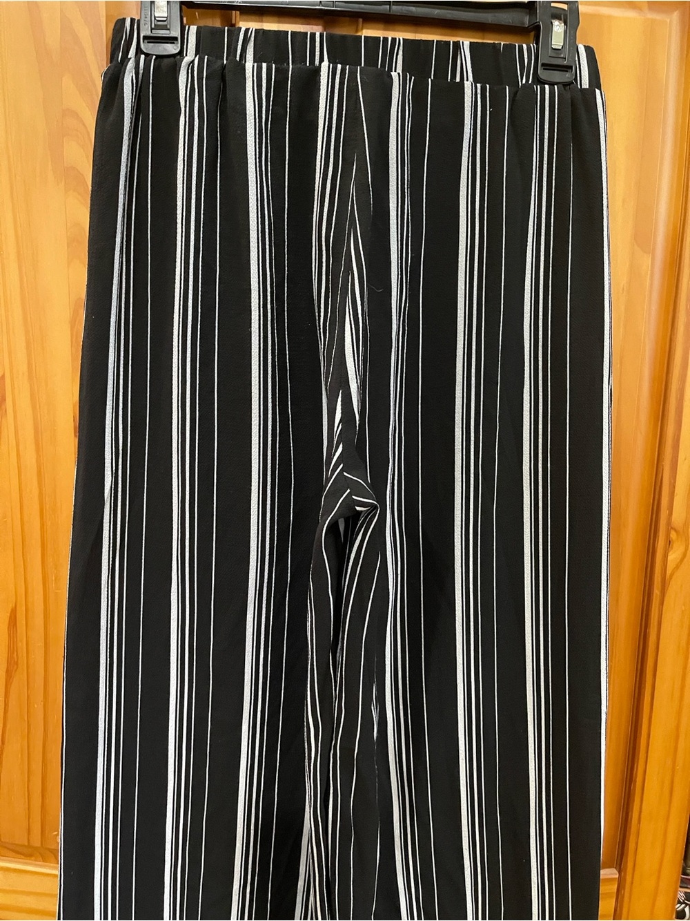 Striped Tie-Waist Wide Leg Pants in Black and White - Picture 7 of 7